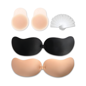 Silken Grace Adhesive Bras + Nipple Covers with Lift + Double Sided Tape- Invisible Push Up Sticky Bra for Strapless Backless