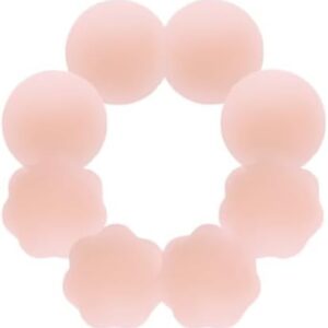 SILKEN GRACE ULTRA SOFT - REUSABLE SILICONE NIPPLE COVERS SKIN FRIENDLY, 2 PAIRS FLOWER & 2 PAIRS ROUND SHAPED, PASTIES NIPPLE COVERS NO SHOW- BOOB COVER Pink